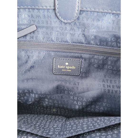 Kate Spade Elegant Halsey La Vita Blue Ostrich Cow Leather Tote Shoulder Bag‎ - Picture 14 of 16